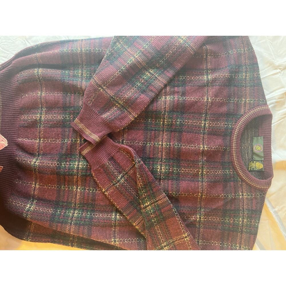 Vintage Club Room Wool Sweater Men’s Medium Made in Italy 100% Pure Wool Plaid